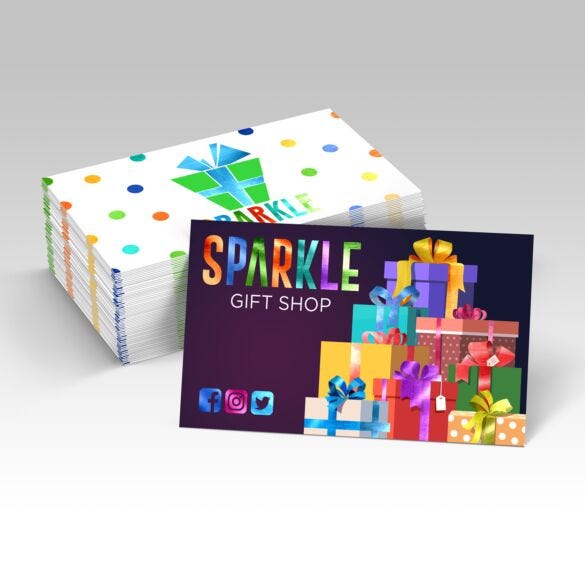 Akuafoil business card example with colorful metallic artwork