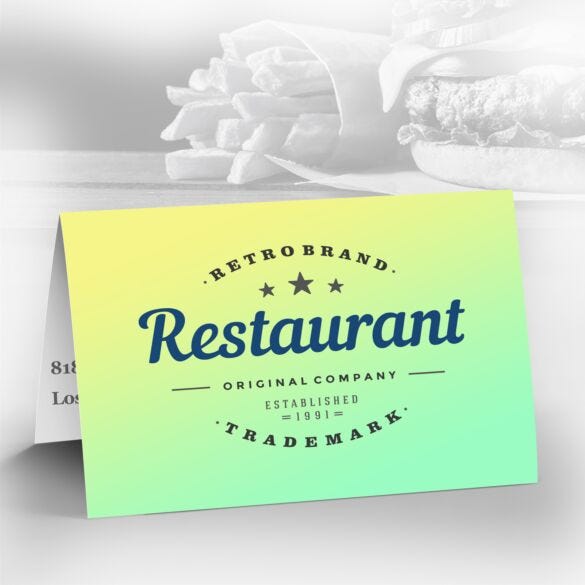 Fold-over business card example print