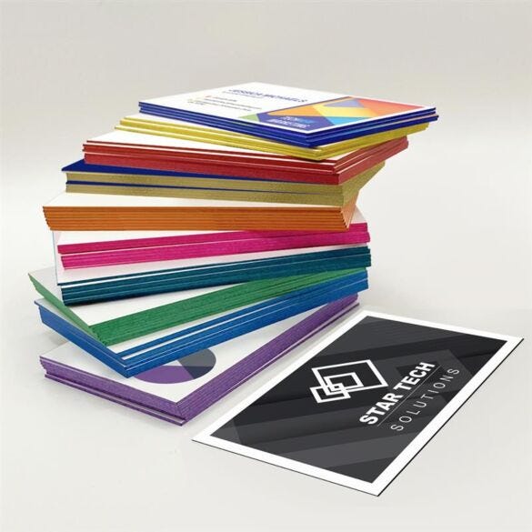 Painted Edge Cards on thick stock with colored edges, example print
